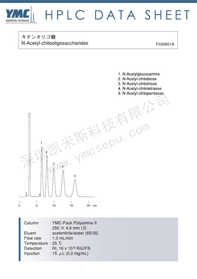 N-乙?；?殼低聚糖分離的液相色譜圖